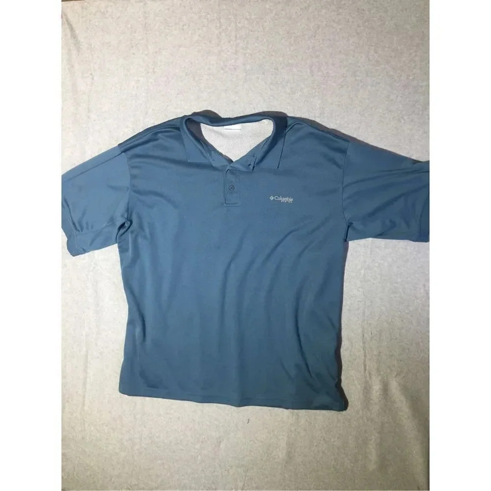 Mens Columbia Polo Size 2XL Tall Teal Blue Comfortable Basic Classic Casual